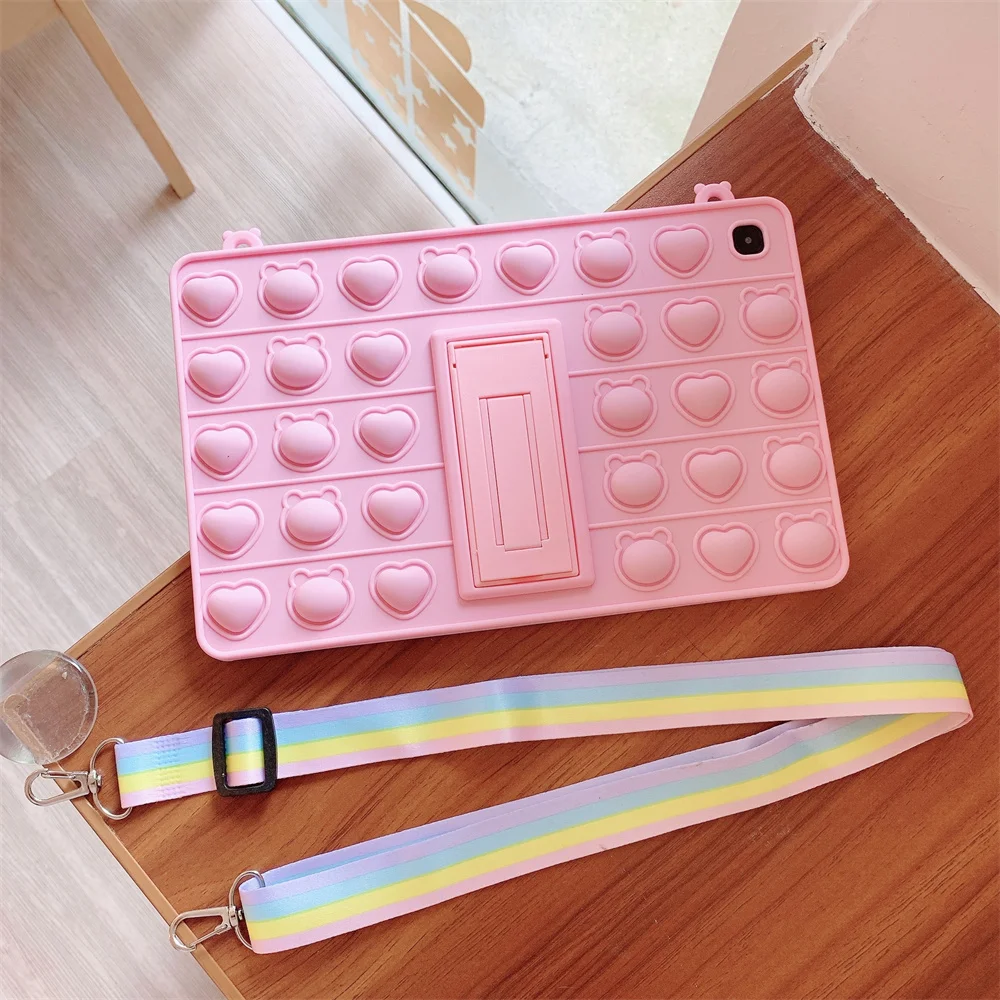 

Tablet Cover Silicone Stand Case For iPad Pro 11 9.7 10.2 10.5 10.9 8th 2 3 4 Air 2 3 Mini 3 4 6 Protective Shell Bubble Funda