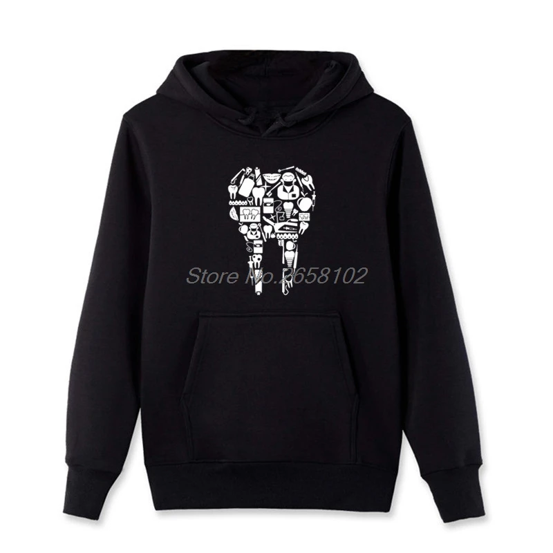 

Funny Tooth Teeth Dentist Print Hoodies Spring Autumn Men Cotton Fleece sweatshirt Casual Male Hip Hop Coat Harajuku Streetwear