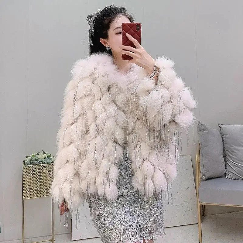 

Ladies Fur Soft Jacket Long Sleeve Rabbit Imitation Fur Faux Fur Coat Female Thick Warm Artificial Fox Fur Jacket Outwear G137