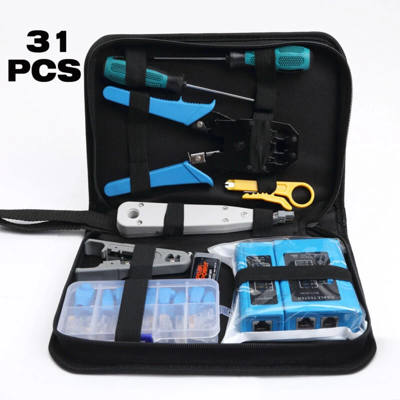 

Rj45 Crimping Tool Kit Set For CAT5/CAT6 Lan Cable Tester Network Repair Tools