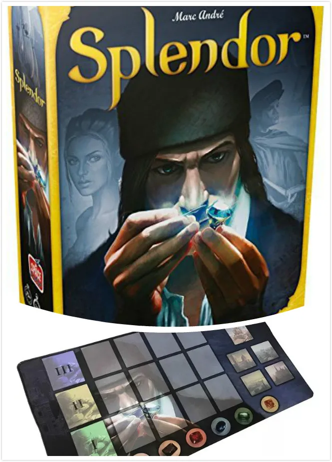 Настольная игра "Сплендор" полная английская версия, большая коробка / Настольный коврик из высококачественного резинового материала 60X35 см на.