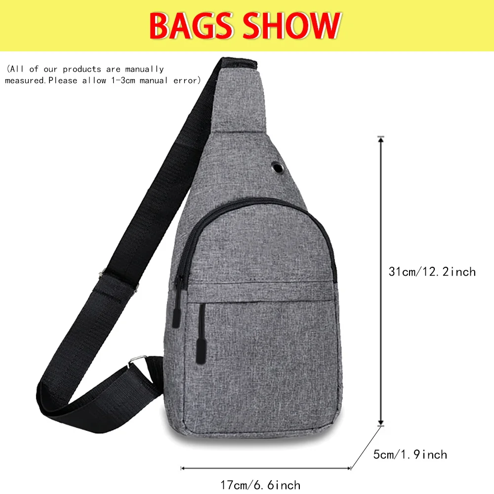 Men's Chest Bags Crossbody Shoulder Bag Backpack with USB Charging Earphones Cable Hole Women Travel Messenger Bag Chest Pack