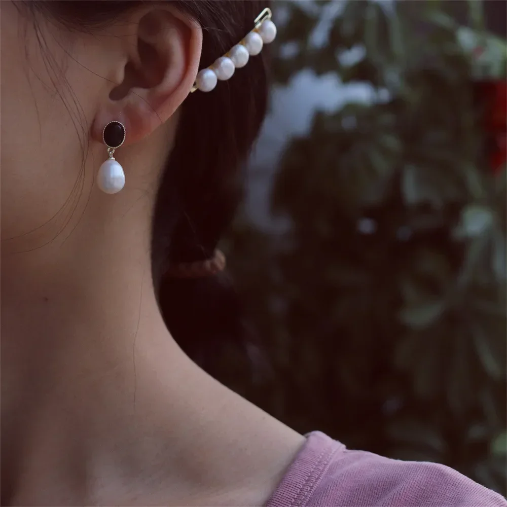 Серьги-капли из стерлингового серебра 925 серьги с натуральным пресноводным