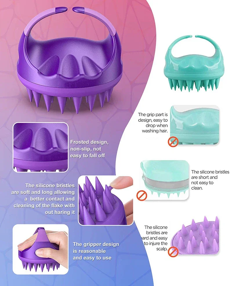 Массажер для кожи головы щетка шампуня мытья волос мягкий силиконовый массажер