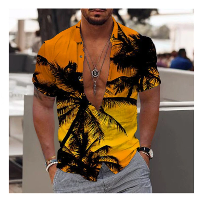 

2023 Hawaiian Tropical Shirts For Men 3d Beach Holiday Short Sleeve Summer Oversized Tops Tee Shirt Man Floral Blouse 6xl Camisa