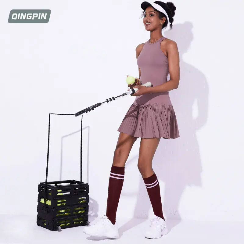 

Tennis Dress Women Outdoor Sports One-piece Yoga Suit Pleated Skirt W Chest Pad Badminton Sporty Femenino Original