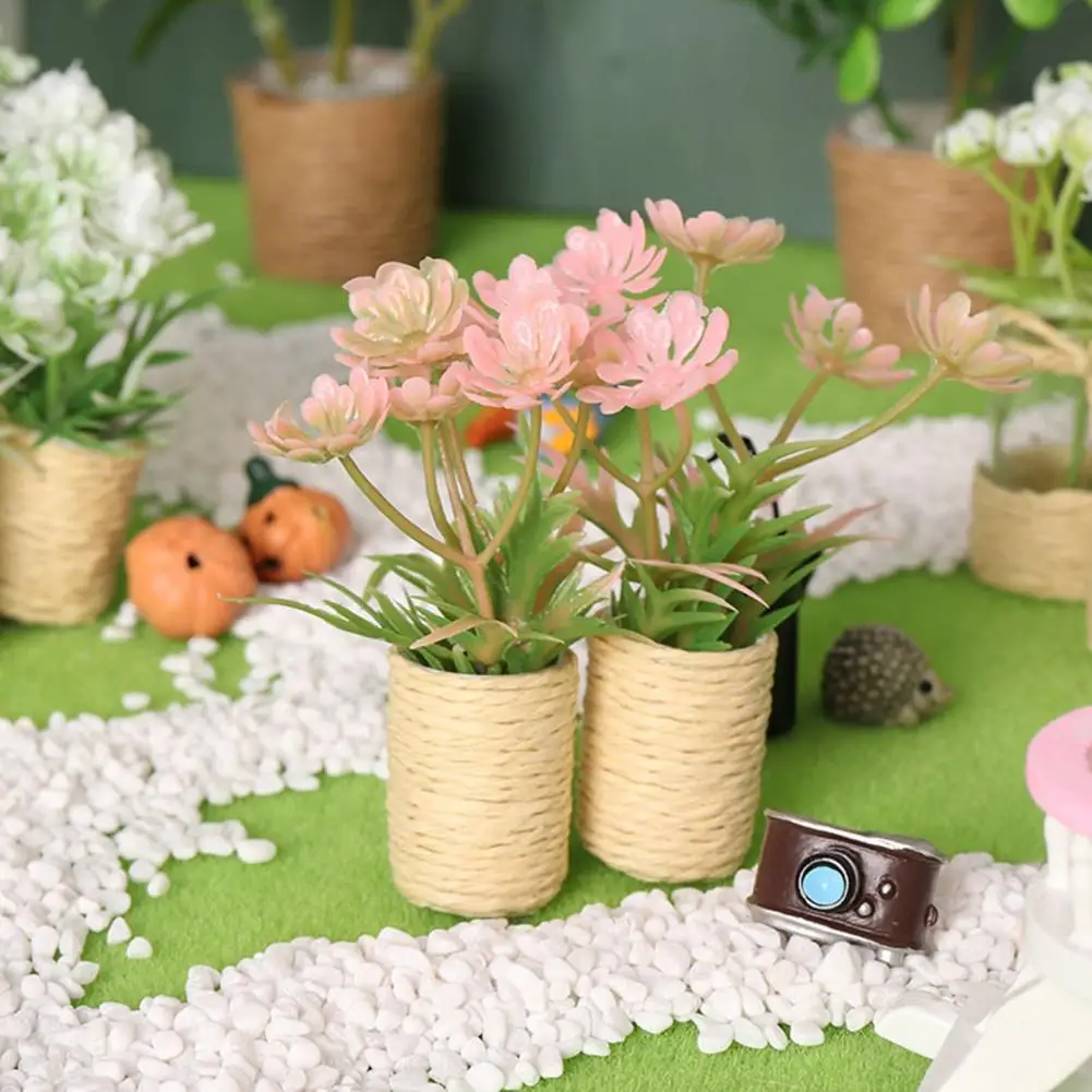 

Useful Dollhouse Small Flower Pot Dollhouse Potted Plant Lightweight Convenient to Store