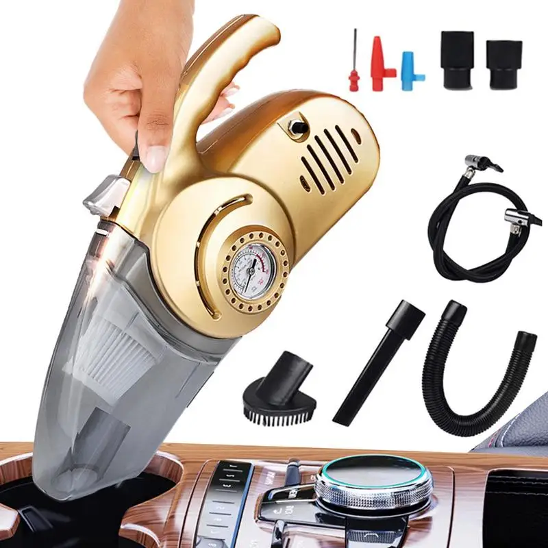 

Car Vacuum 4-in-1 Car Vacuum Cleaner Tire Inflator Tire Pressure Gauge LED Light 12V DC Car Air Compressor Pump With HEPA Filter