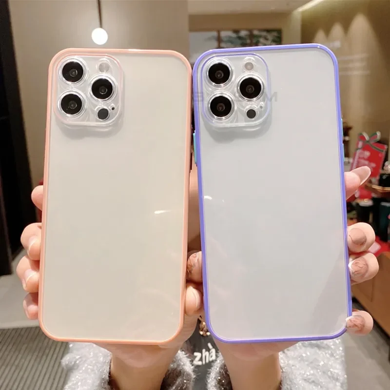 

Color Transparent Silicone Case For iPhone 13 12 11 Pro Max 7 8 Plus X XR XS Max 13 Pro Camera Protection Soft Back Cover
