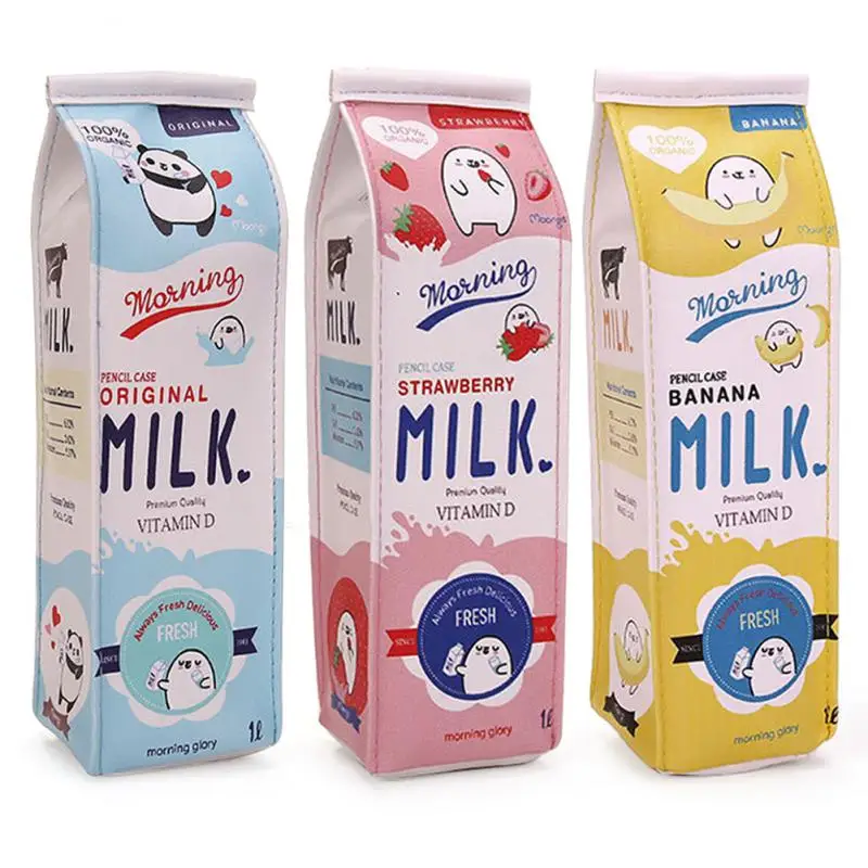 

1PC Creative School Pen Bag Pencil Case Cute Animals Fruits Milk Shape