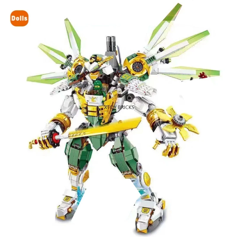 

New 929pcs Ninja Lloyd Titan Mech Robot DIY Building Blocks Sets with Figures Educational Compatible 70676 Toys for Children