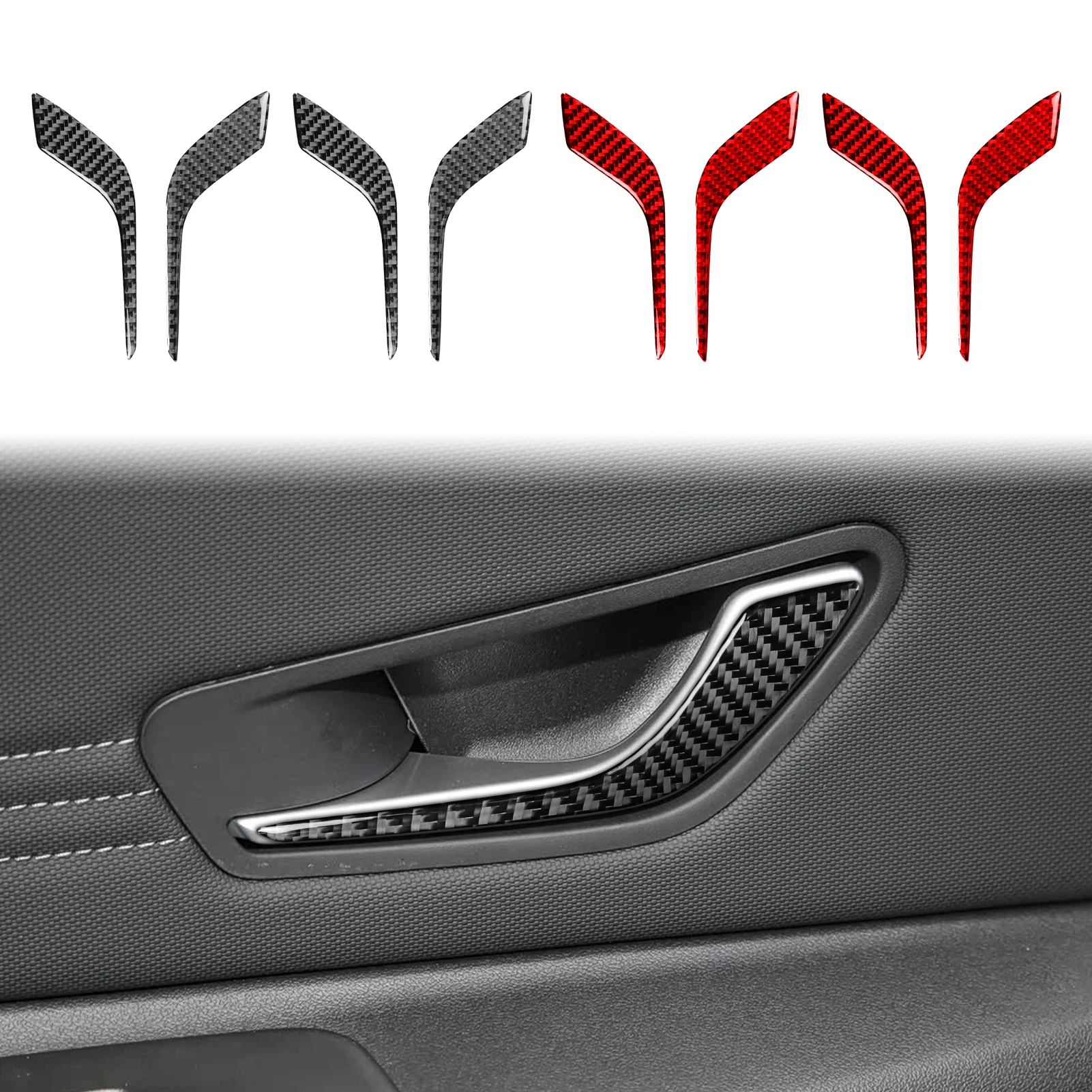 Фото Накладки на дверные ручки из настоящего карбона для Hyundai Elantra/i30 Sedan 2021-2026, настраиваемые автомобильные наклейки, аксессуары для интерьера №3