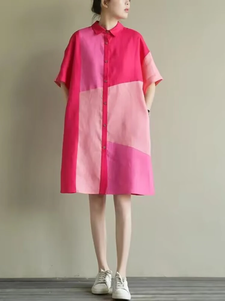 

Summer New In Dresses for Women 2023 Short Sleeve Elegant Party Mini Shirt Dress Women Clothing Streetwear Formal Dresses LOOSE