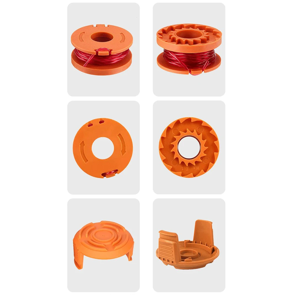 6PCS Trimmer Spools Cover Set Suit For WORX Mower WA0010 Spool WA6531 Line Cover WG160.3 WG160.4 WG180 WG150 Power Tool Parts