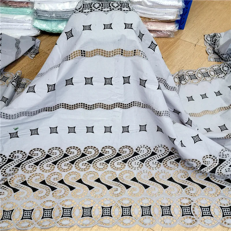 

Швейцарская Кружевная Ткань 5 ярдов, новейшая Тяжелая вышивка бисером, африканская 100% хлопчатобумажная ткань, швейцарская вуаль, кружево, п...