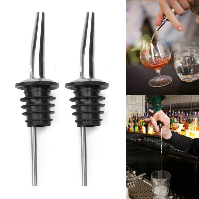 

Stainless Steel Wine Liquor Pourers Durable Tapered Spout Liquor Pourers Portable Pour Spout Leak-proof Stopper Home Bar Tools