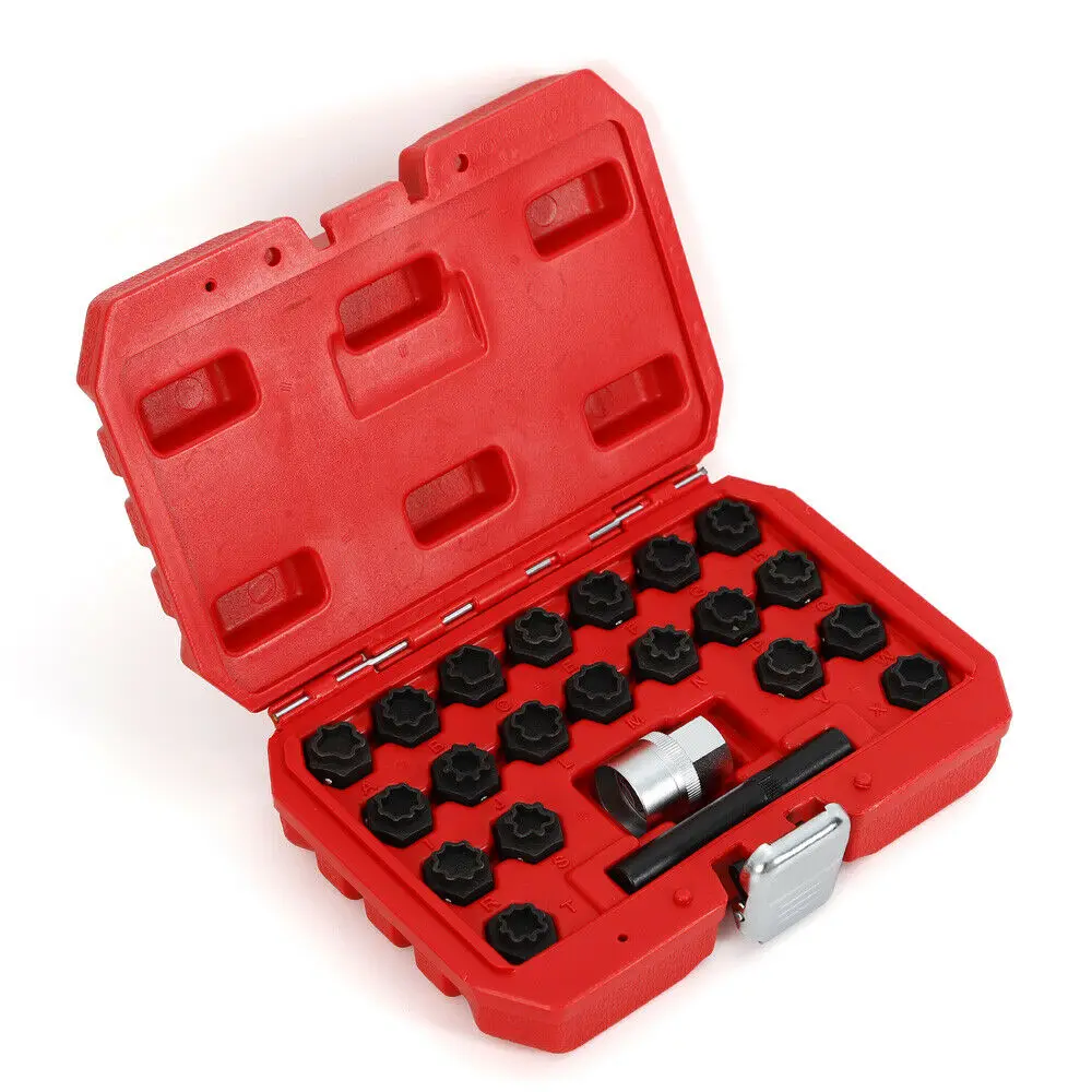 22pcs Wheel Anti-Theft Lug Nut Locking Key Set for Audi Master Removal Socket Kit