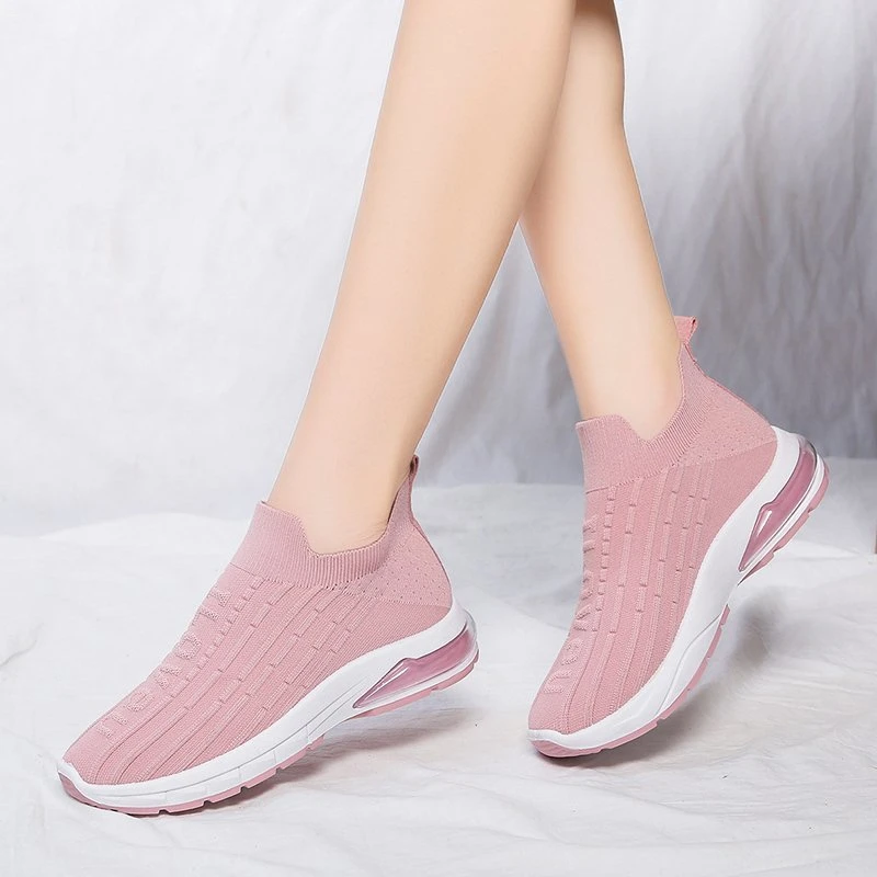 

Новые модные плетеные сетчатые дышащие кроссовки без шнуровки, удобные кроссовки на платформе с воздушной подушкой, женские туфли