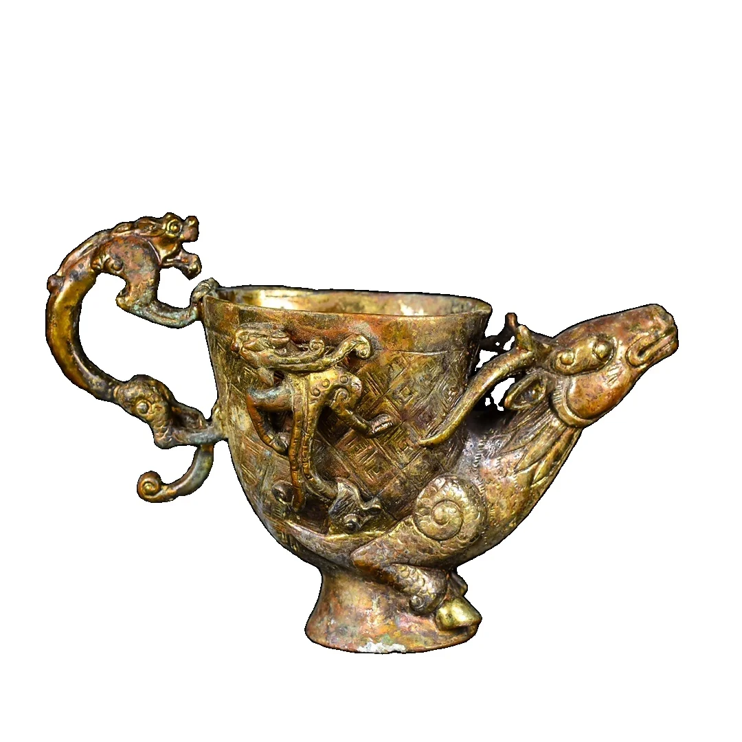 

MOZART Dry Pit Copper Wine Glass With First-Class Appearance And Unique Shape 14Cm Long Chinese Traditional Style Antiques