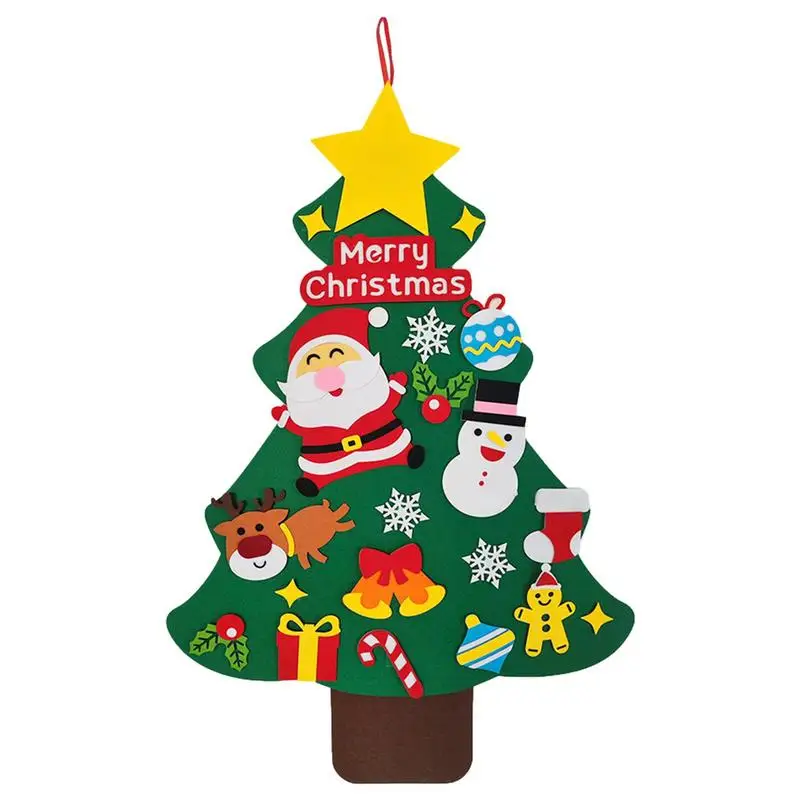 

Рождественская елка из войлока своими руками | Съемные праздничные украшения для детей | Настенный декор со снежинками, снежинками, Санта