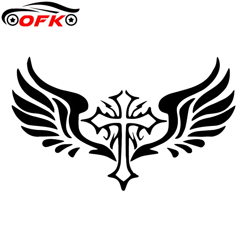 

Cross Wings Rear Windshield Vinyl Decals Decoration Car Sticker 18.1X10.8CM