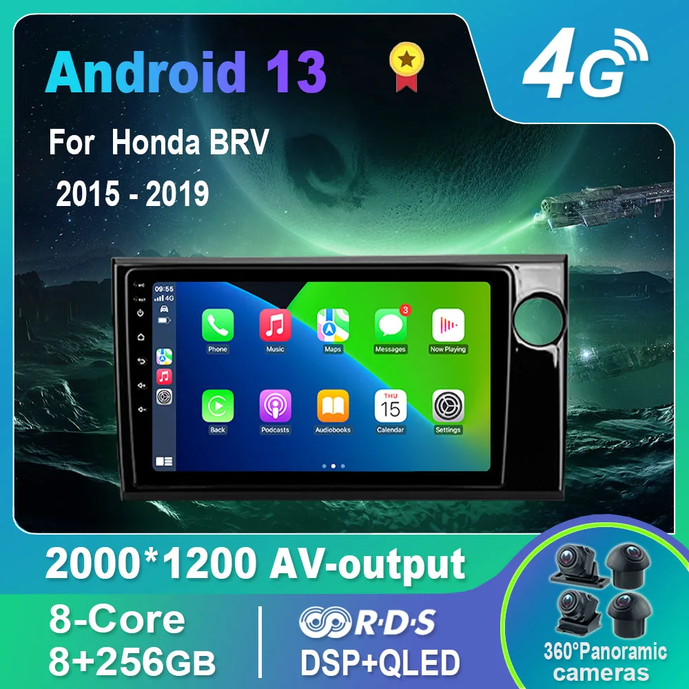 

Автомагнитола на Android 13,0/Мультимедийный видеоплеер для Honda BRV 2015-2019 GPS QLED Carplay DSP 4G WiFi Bluetooth