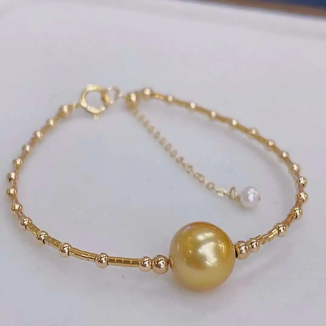 

Изящные Ювелирные изделия SGARIT 14K Заполненный золотом 8-9 мм натуральный золотой жемчуг модный элегантный браслет для женщин