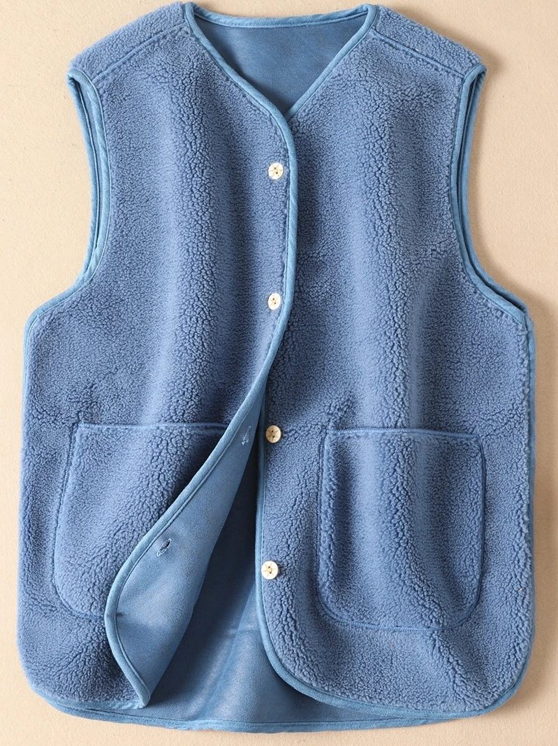 Осенне-зимний жилет из овечьей шерсти женская верхняя одежда новый