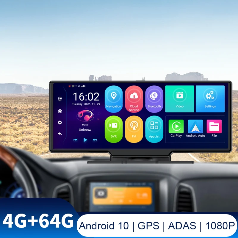 

4G Android 8.1 Car Rearview Mirror dash cam Camera 10.26"Remote monitoring DVR WiFi GPS Navigator Dual lens ADAS Auto Recorder