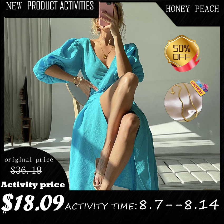 

Dress vestido vestidos de verano mujer 2022 robe dresses for women summer elegantes para casual feminino cotton puff sleeve