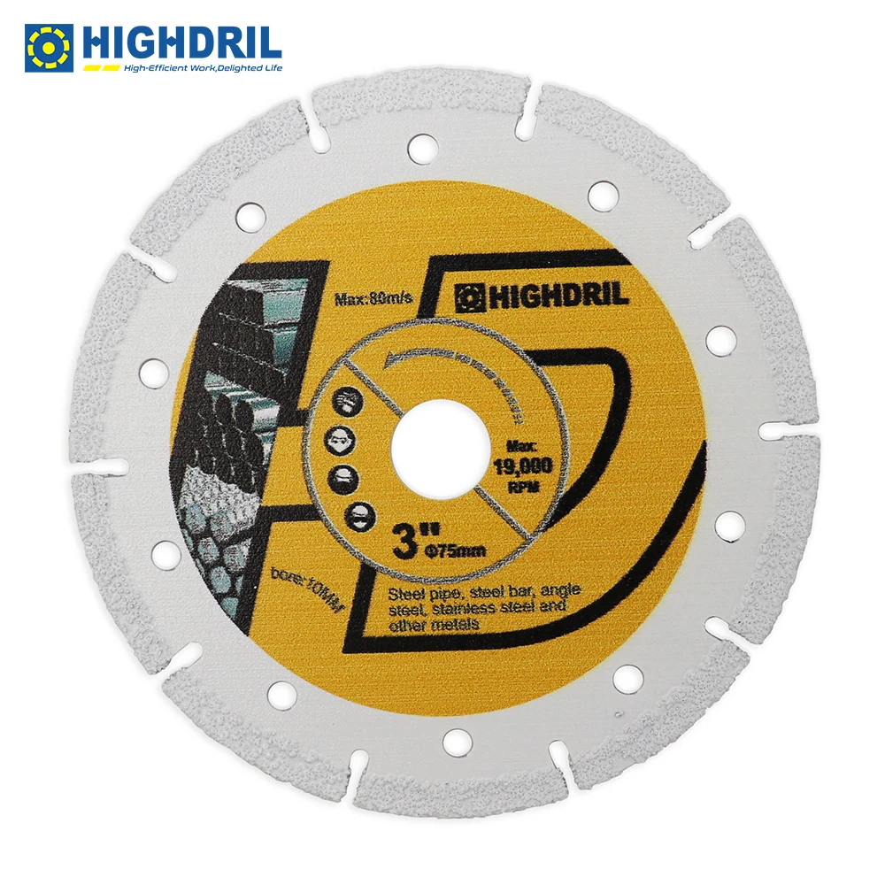 HIGHDRIL 10pcst Diamond Cutting Disc Saw Blades Special Designed For Iron Steel Other Soft Metal Dia75mm/3inch Saw Disc