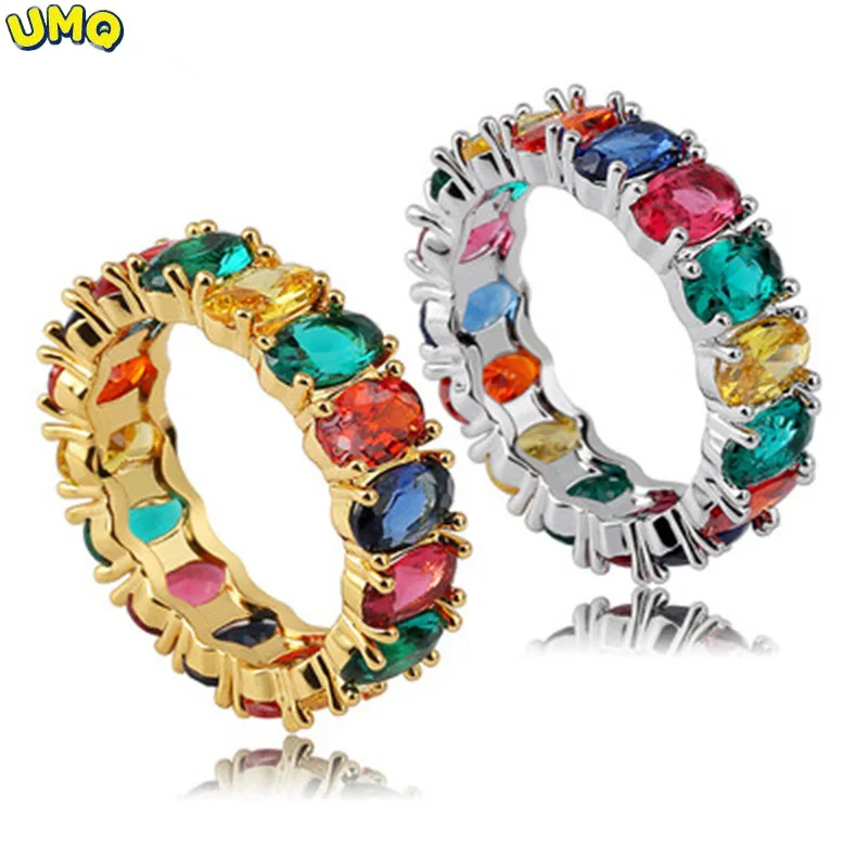 

Модное Радужное кольцо Chenrui в форме яйца в стиле хип-хоп с цирконом, популярные женские ювелирные изделия, подарки