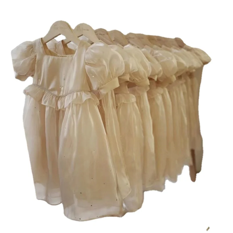 

Винтажное платье принцессы для девочек, детское платье из тюля, с пышными рукавами, цвета шампанского, для свадебной вечеринки, дня рождения...