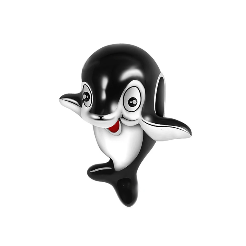

Cute Anime Charms Bracelet Women Black White Enamel Cartoon Dolphin Beads for Jewelry Making DIY Bangle Accessories Girl Pulsera
