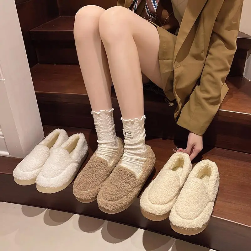 Лоферы на меху женские туфли плоской подошве осеннее платье без шнуровки Modis