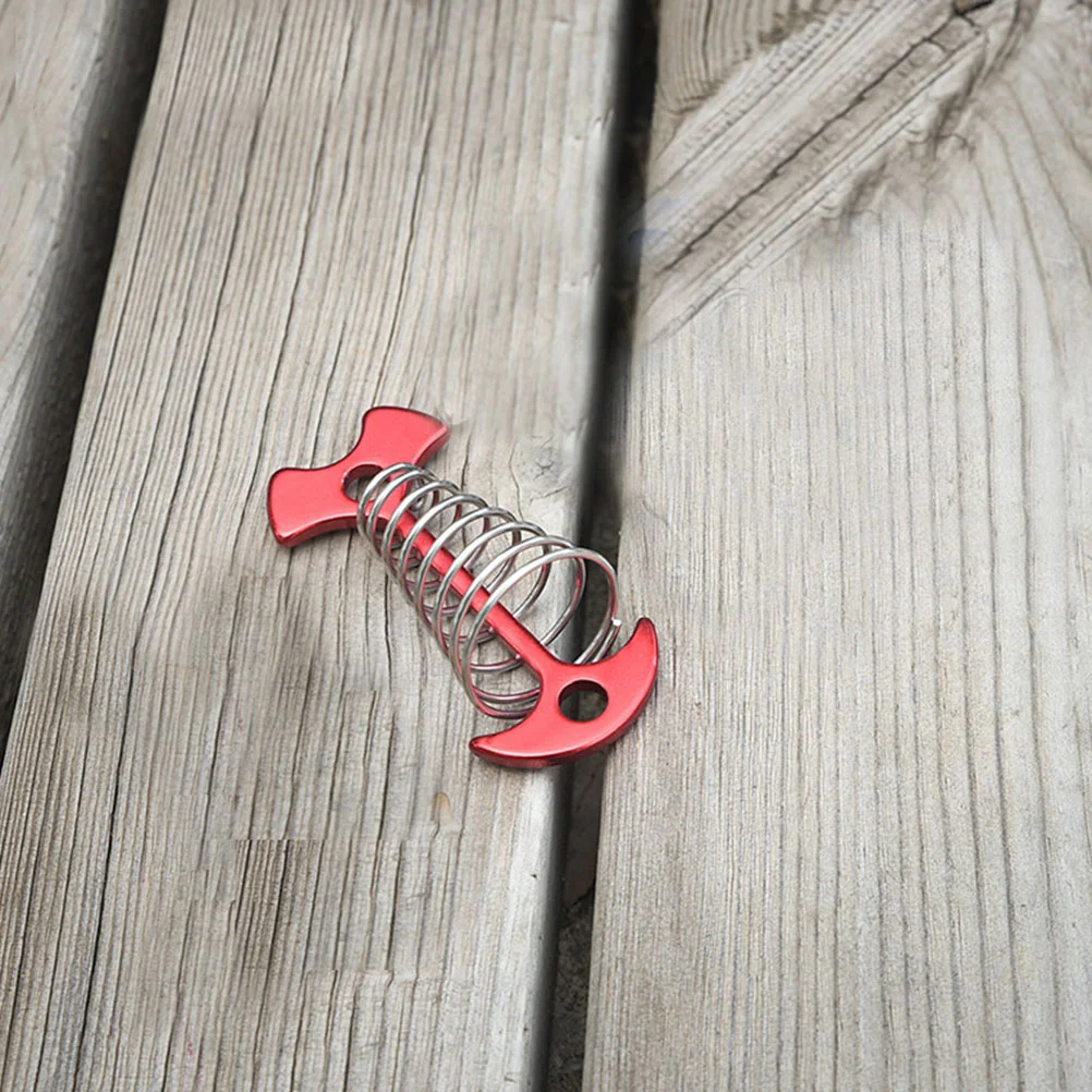 

5 Pcs Spring Herringbone Nail Adjusting Rope Buckle Camping Canopy Tent Hook Fishbone Fixing Stainless Steel Pile Outdoor