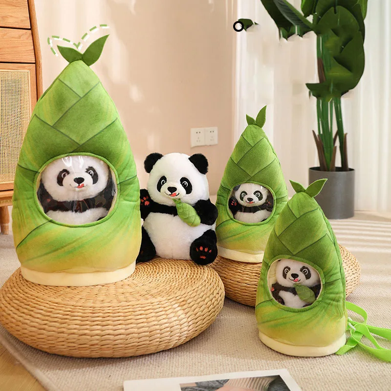 

Bamboo Shoot Giant Panda Plush Toy Cute Holding Bamboo Panda Doll Backpack Children's Birthday Gift Panda Doll Keychain Pendant