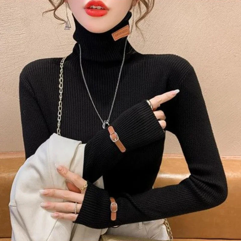 

Ladies Sweaters Gigh Neck Jerseys Pullovers Knitted Top for Women Turtleneck Black Sale Autumn Winter 2023 Cold Y2k Vintage 90s