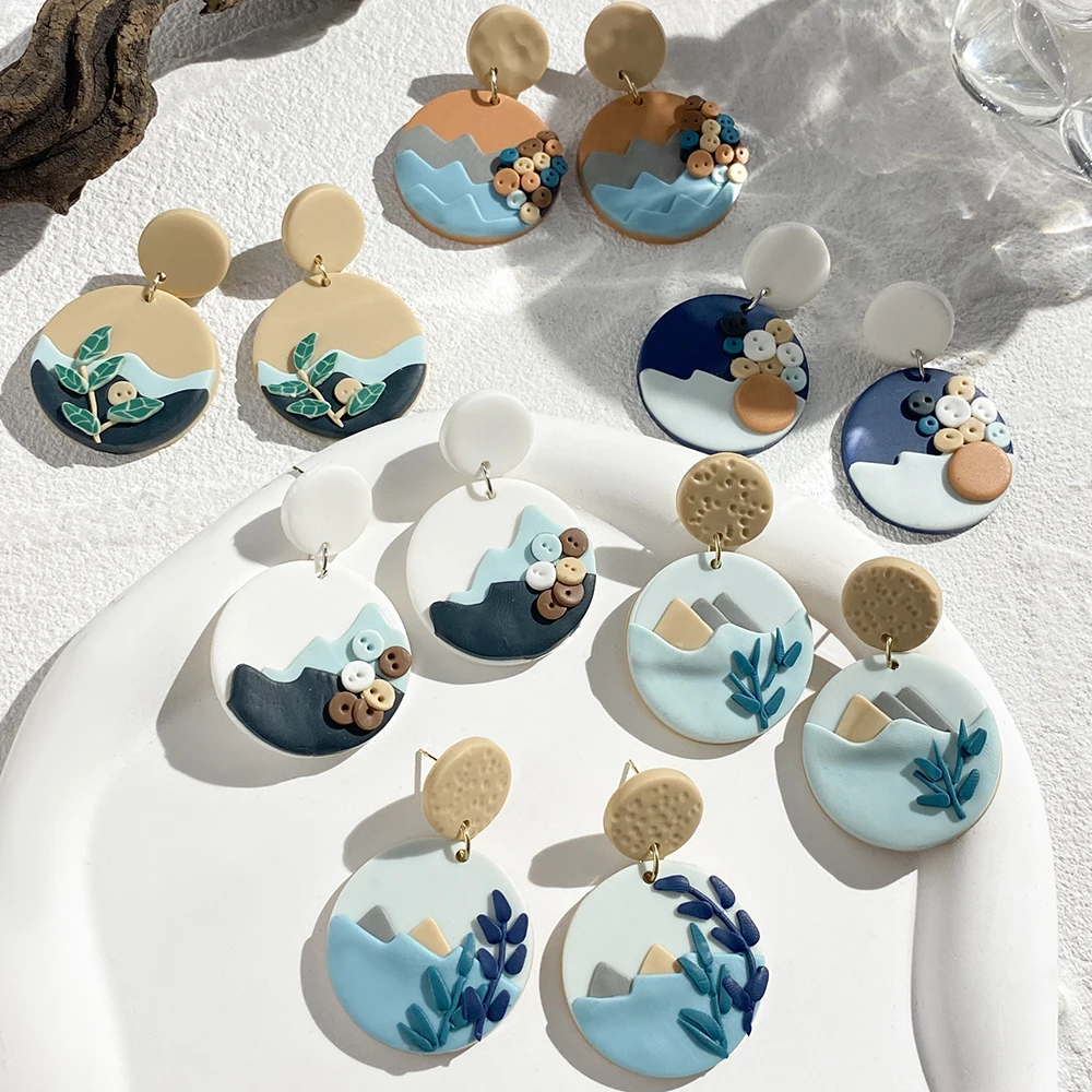 AENSOA винтажные красочные женские серьги в стиле девушки глина ручной работы