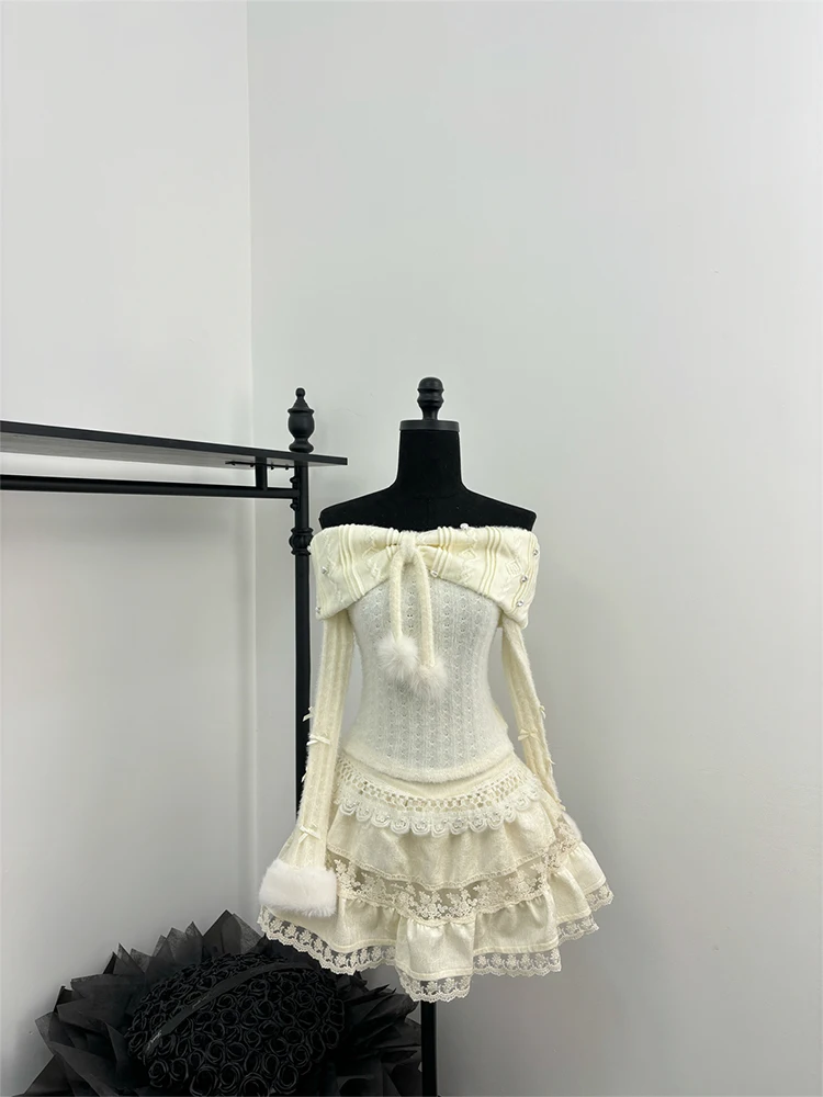 Зимняя женская одежда Cutecore Y2k 2000-х годов Shoujo Girl комплект из 2 предметов топы с