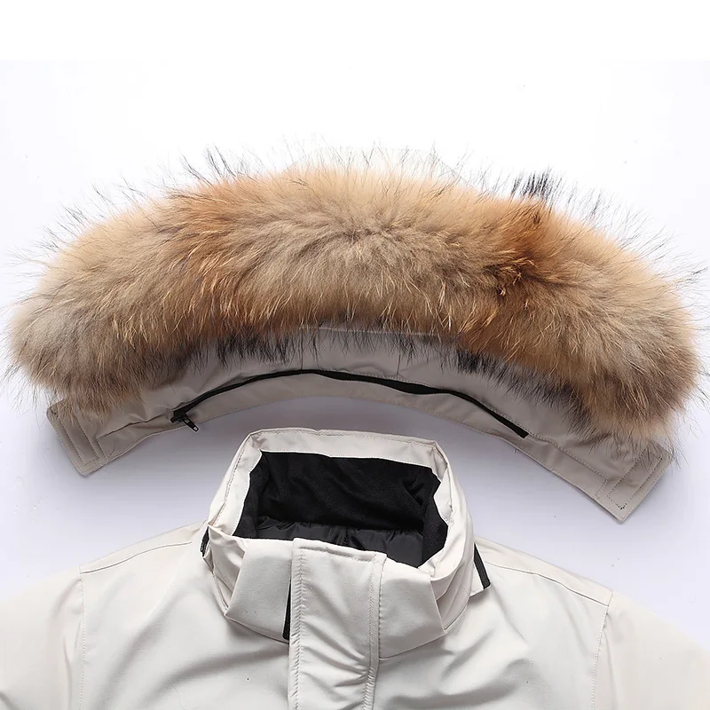 Canadian Luxury Brand Winter Men's and Women's Puffer Hooded Down Jacket Goose Thick Coat Warm Fur Collar Premium Men's Clothes