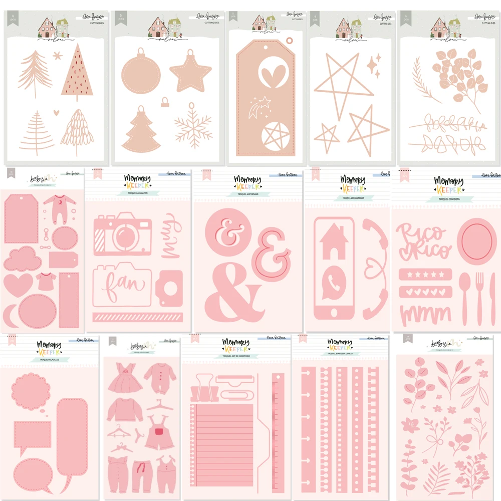 

Various Labels And Flower Decorations Metal Cutting Dies Mold DIY Scrapbook Photo Album Paper Card Template Molding Decoration