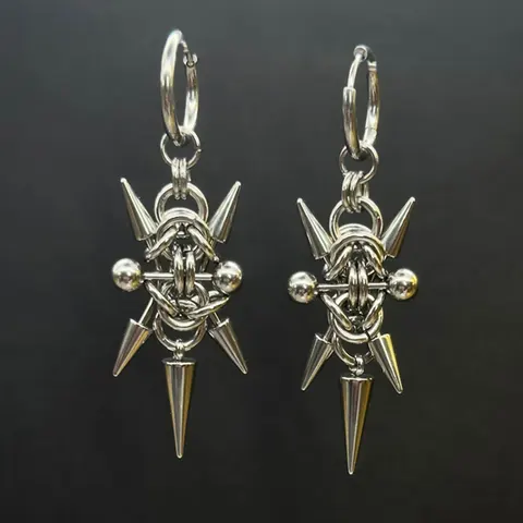 Серьги-подвески "Византийские шипы" из нержавеющей стали