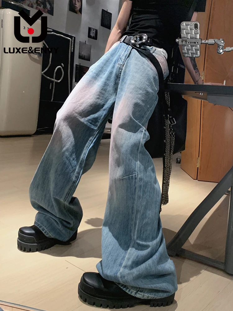 

Мужские винтажные джинсы люкс & ENVY, повседневные свободные прямые широкие брюки с градиентом, весна-лето 2023