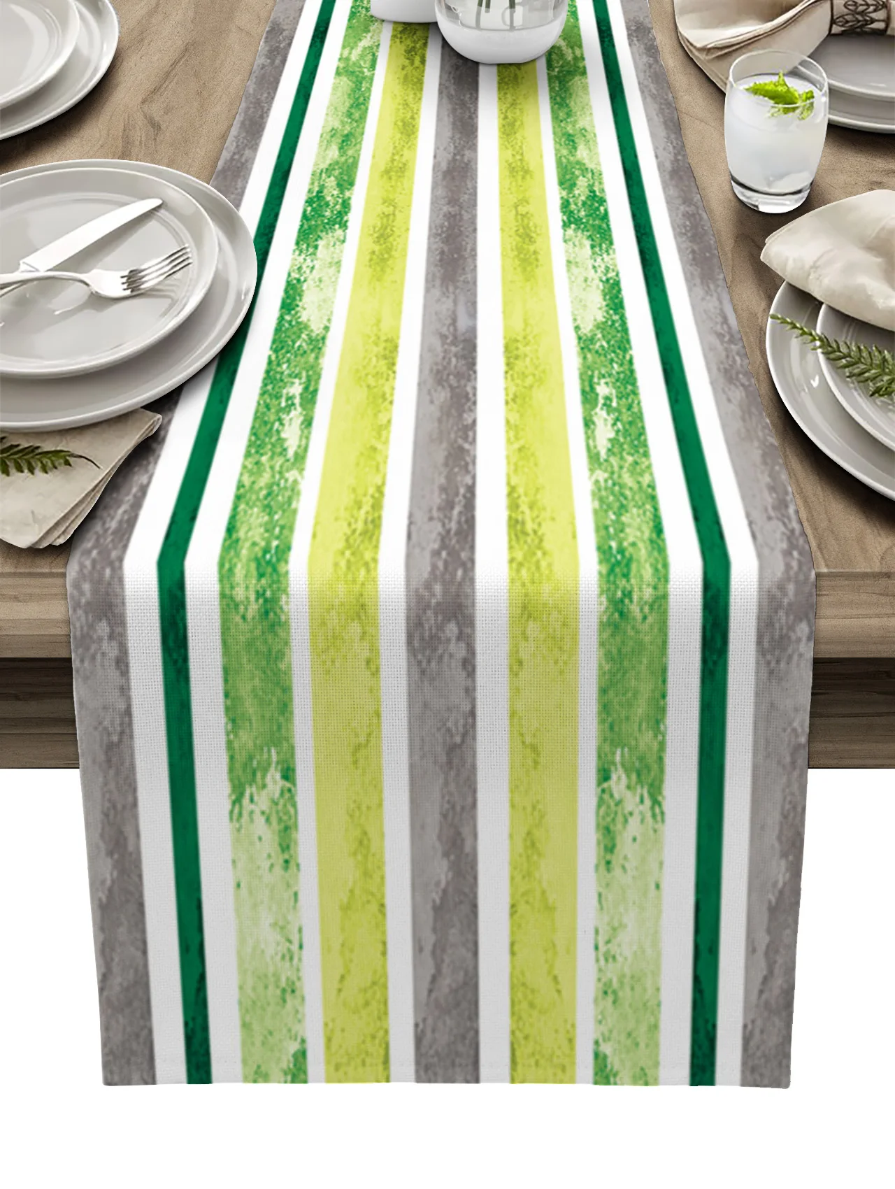 

Yellow-green Watercolor Gradient Texture Table Runner Dining Tea Table Shoe Cabinet Cover Table Flag Wedding Party Decoration