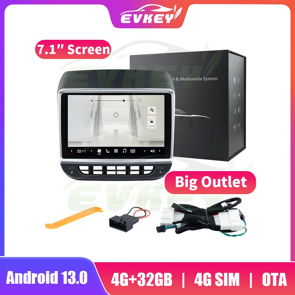 

EVKEY Multimedia For Tesla Model 3 Model Y 7.1” Rear Display Android 13.0 QCM6125 Chip Rear Entertainment & Climate Control