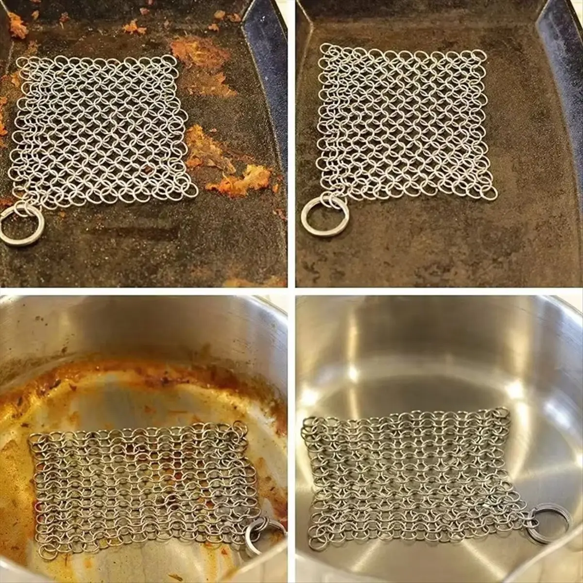 Фото Щетка для чистки кухни A95G, сетчатая, из нержавеющей стали, для кастрюль, скребок для гриля, щетка для чугуна, кухонная щетка B №1