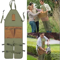 gardening multi pockets leg protect apron oxford colorblock extended farmhouse aprons home kichen accessoires