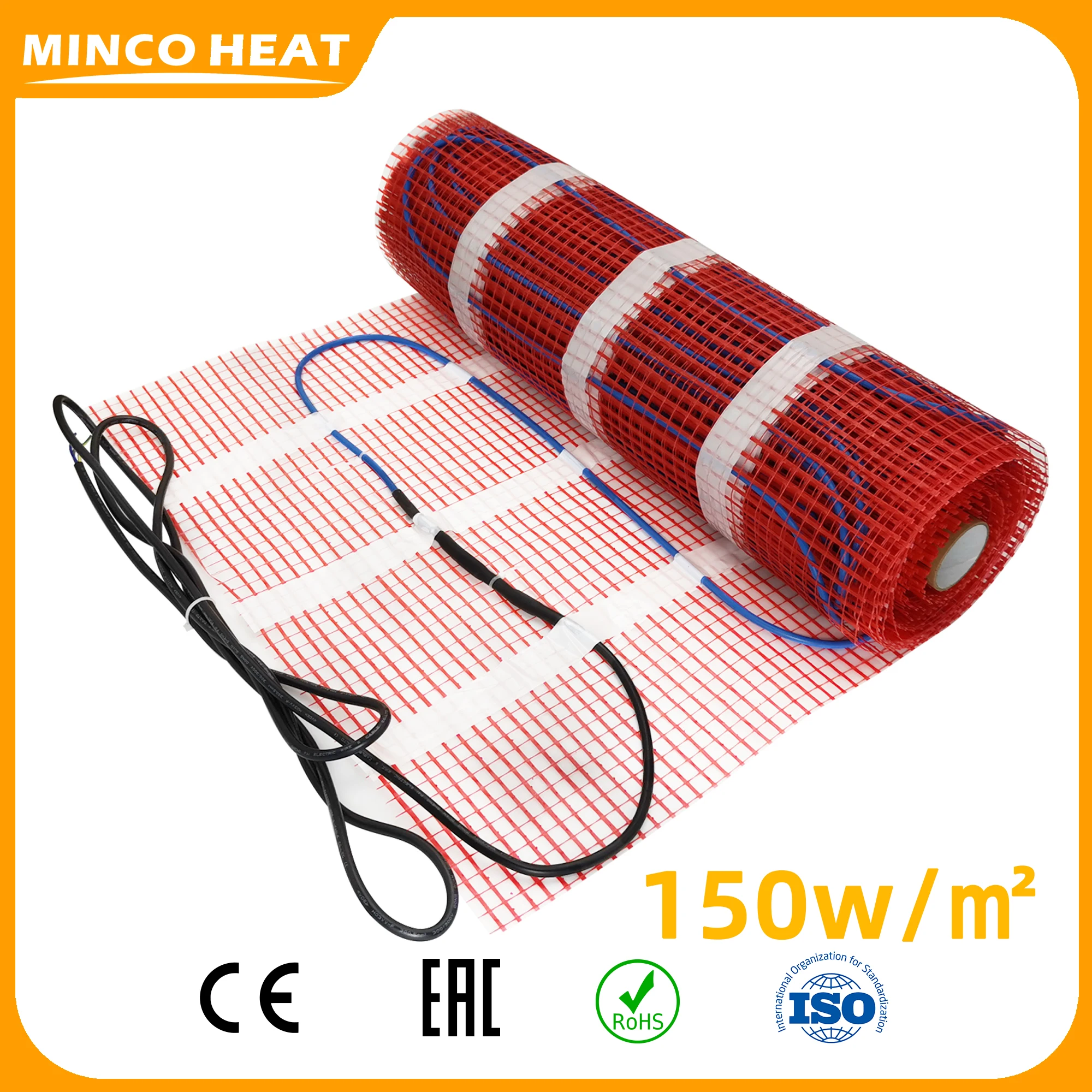

Minco Heat 150w/㎡4.5~15㎡ Tile Cement Heating Floor Cable Electric Warm Mat Twin Conductor Electric Warm Strand Mat