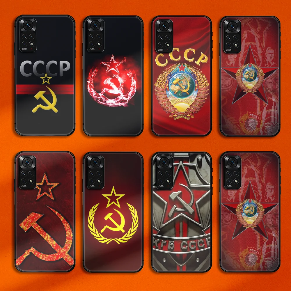 

USSR CCCP Soviet Union Phone Case Cover For Xiaomi Redmi Note 7 8 9 10 11 12 A C T S Ultra Pro Plus Turbo TPU Soft Black